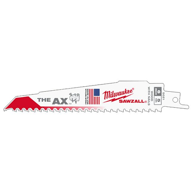 Milwaukee 48-01-7021 AX 6″ 5TPI Bi-Metal SAWZALL Blade for Nail Embedded Wood 100-Pack