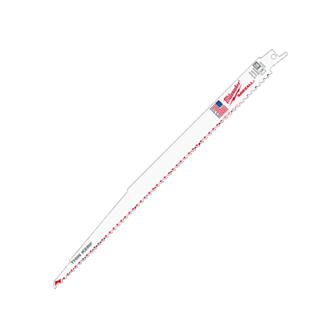 Milwaukee 48-01-7037 AX 12″ 5TPI Thin Kerf Bi-Metal SAWZALL Blade for Nail Embedded Wood 100-Pack