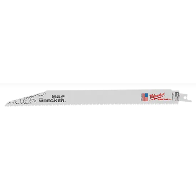Milwaukee 48-01-7711 WRECKER 12″ 7/11TPI Bi-Metal SAWZALL Blade for Nail Embedded Wood, Plastic, Non-Ferrous Metals 100-Pack