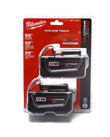 Milwaukee 48-11-1852 M18 REDLITHIUM XC5.0 Extended Capacity Battery, 2pk