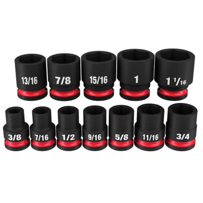 Milwaukee 49-66-7010 12-Piece SHOCKWAVE Impact Duty 1/2″ Drive SAE Standard 6 Point Socket Set