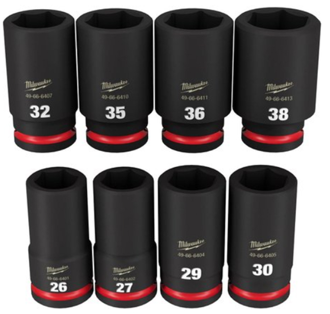 Milwaukee 49-66-7020 8-Piece SHOCKWAVE Impact Duty 3/4″ Drive Metric Deep 6-Point Socket Set