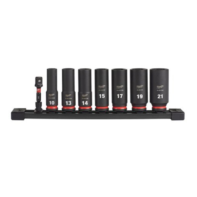 Milwaukee 49-66-7021 8-Piece SHOCKWAVE Impact Duty 3/8″Drive Metric Deep 6-Point Socket Set