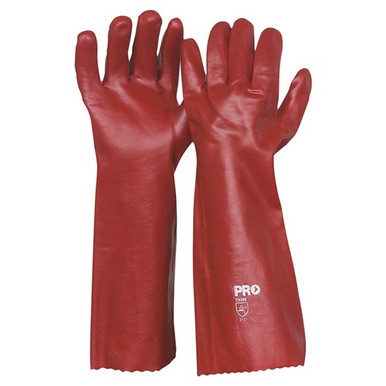 Prochoice Gloves Pvc Single Dipped 45Cm Red - PVC45