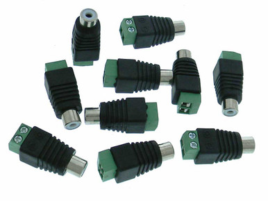Pack of 10 - Adapter, RCA Female to Terminal Strip