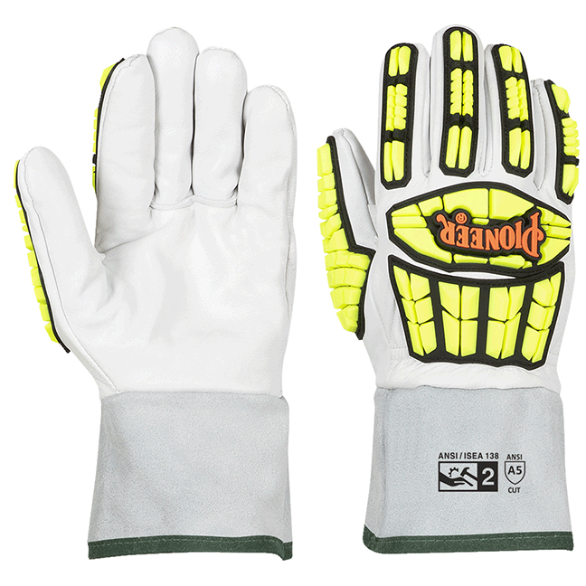 Pioneer 5385 V5012240 Cut and Impact Resistant Goatskin Gauntlet Gloves with TPR Level A5
