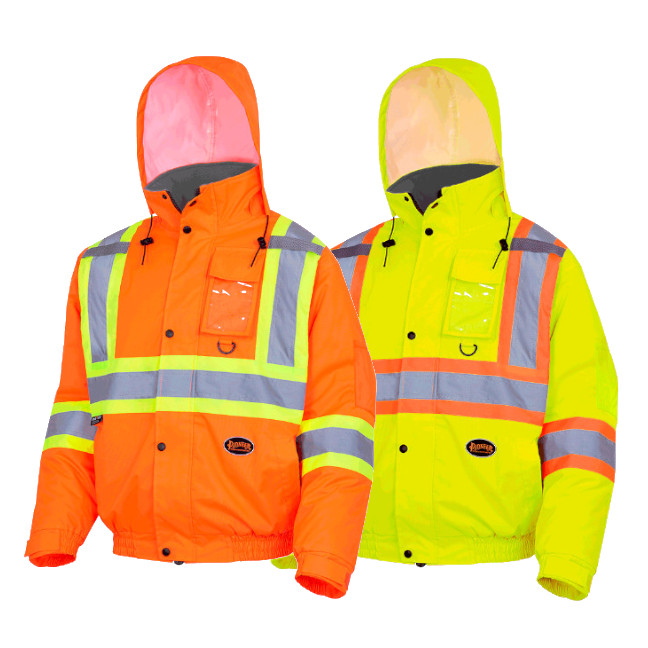 Pioneer Hi-Viz Quilted Waterproof Safety Bomber Jacket