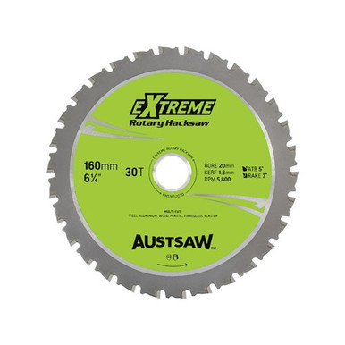 Austsaw Rotary Hacksaw Blade 160 MM 6 1/4" Bore 20 MM 30 Teeth - RHS1602030