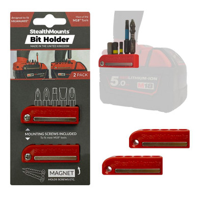 STEALTHMOUNTS Bit Holder For Milwaukee M18 (2 Pack) - BH-MW18-RED-2