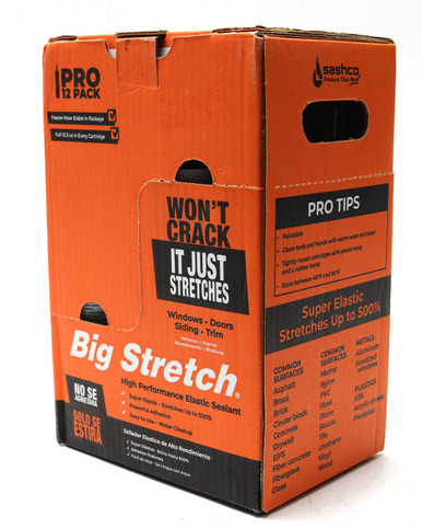 Sashco Big Stretch Acrylic Latex Caulking Sealant, Black, 10.5 Ounces, 12pk