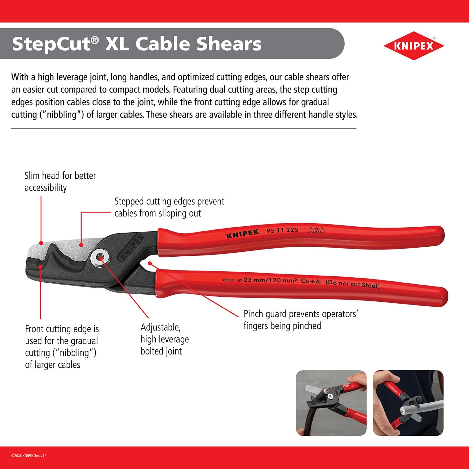 Knipex 95 12 225 9" StepCut XL Cable Shears