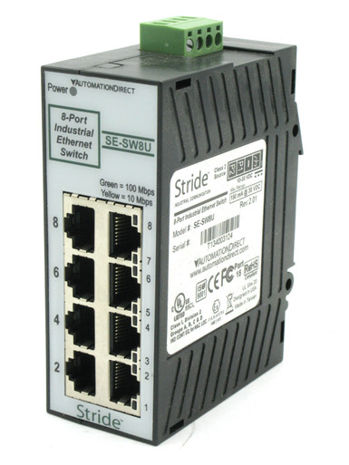 Stride SE-SW8U Industrial Unmanaged Ethernet Switch, 8 ports