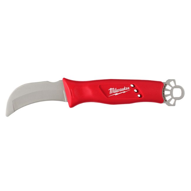 Milwaukee48-22-1923 Lineman’s Blunt Tip Hawkbill Knife with STICKWORK 3-in-1 Ring