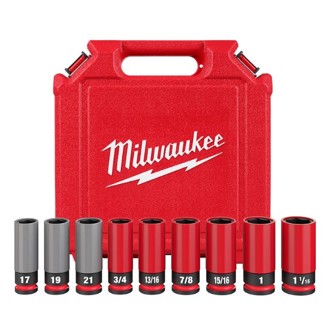 Milwaukee 49-66-7832 SHOCKWAVE IMPACT DUTY 1/2″ Drive SAE and Metric Lug Nut Wheel Socket Set 9-Piece