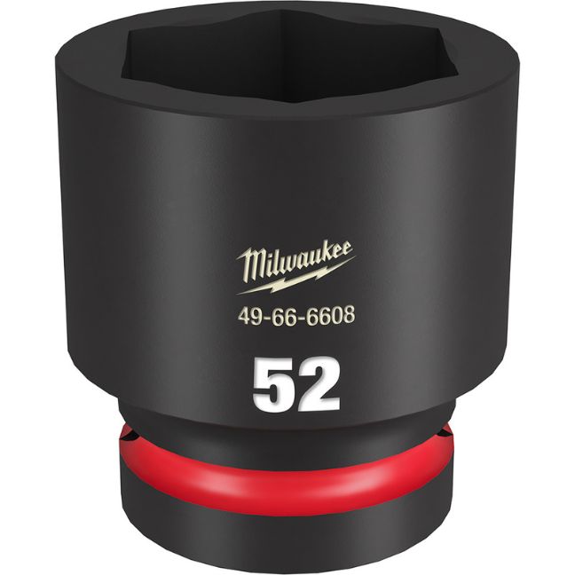 Milwaukee 49-66-6608 SHOCKWAVE Impact Duty 1″ Drive 52MM Standard Metric 6-Point Socket