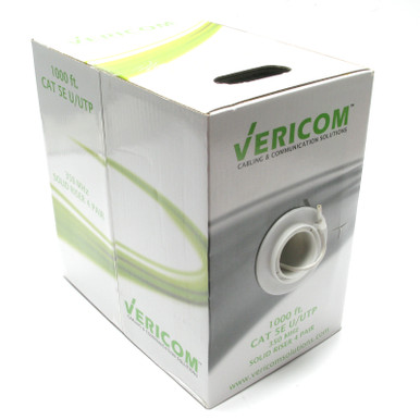 Vericom Cat5e U/UTP Solid Riser CMR 100% Copper, White, 1000ft