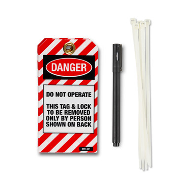 Wattmaster Equipment Locked Out Lockout Tag Red White With Pen and Cable Ties - 5 Pack - WATWLOT-001