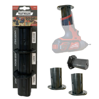 STEALTHMOUNTS Tool Mount For Milwaukee M12 (3 Pack) - TM-MW12-BLK-3