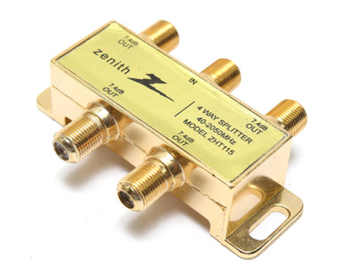 Zenith ZHT115 F-Type 4-Way Cable TV Splitter, 2050 MHz