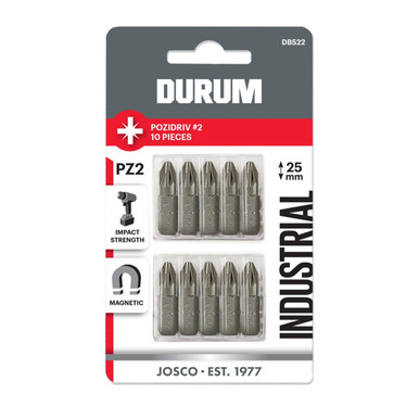 Durum Power Bit Pozidriv Pz2 25MM 10 Piece - DB522