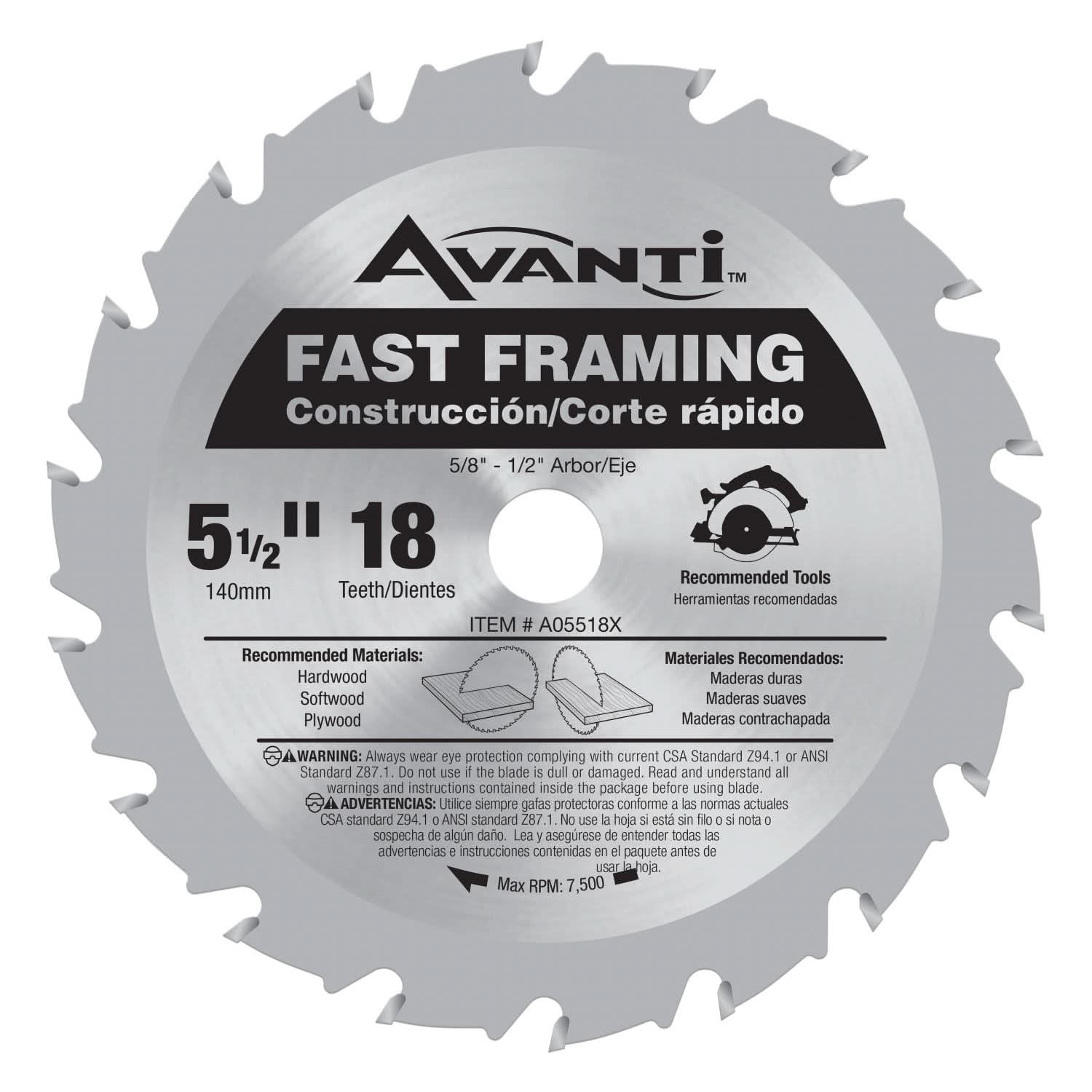 Avanti A05518X 5-1/2 in. x 18 Tooth Fast Saw Blade