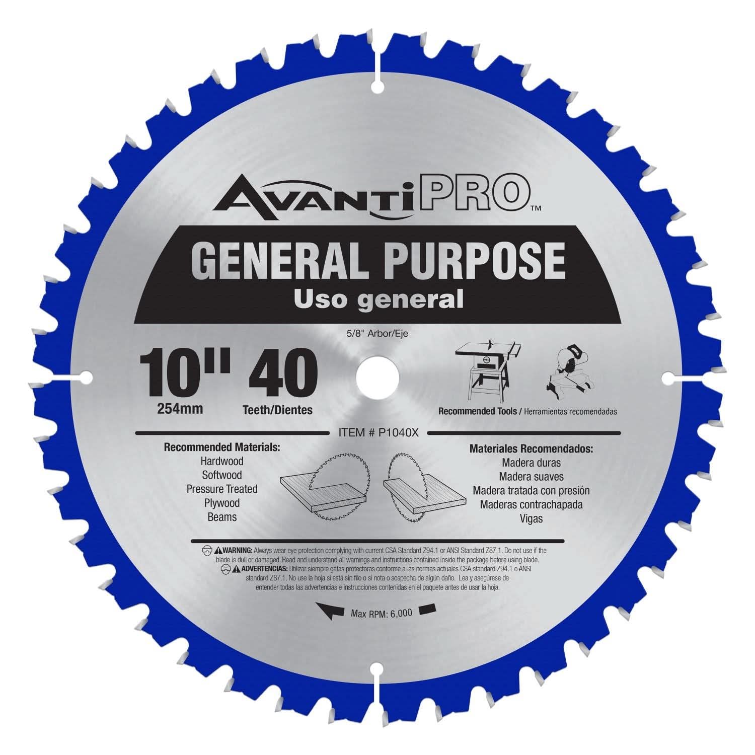 Avanti P1040X PRO 10 in. x 40-ToothGeneral Purpose Saw Blade