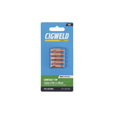 Cigweld Contact Tip 1.2mm Binzel Style M6 28mm Pack 10 - BZT6812