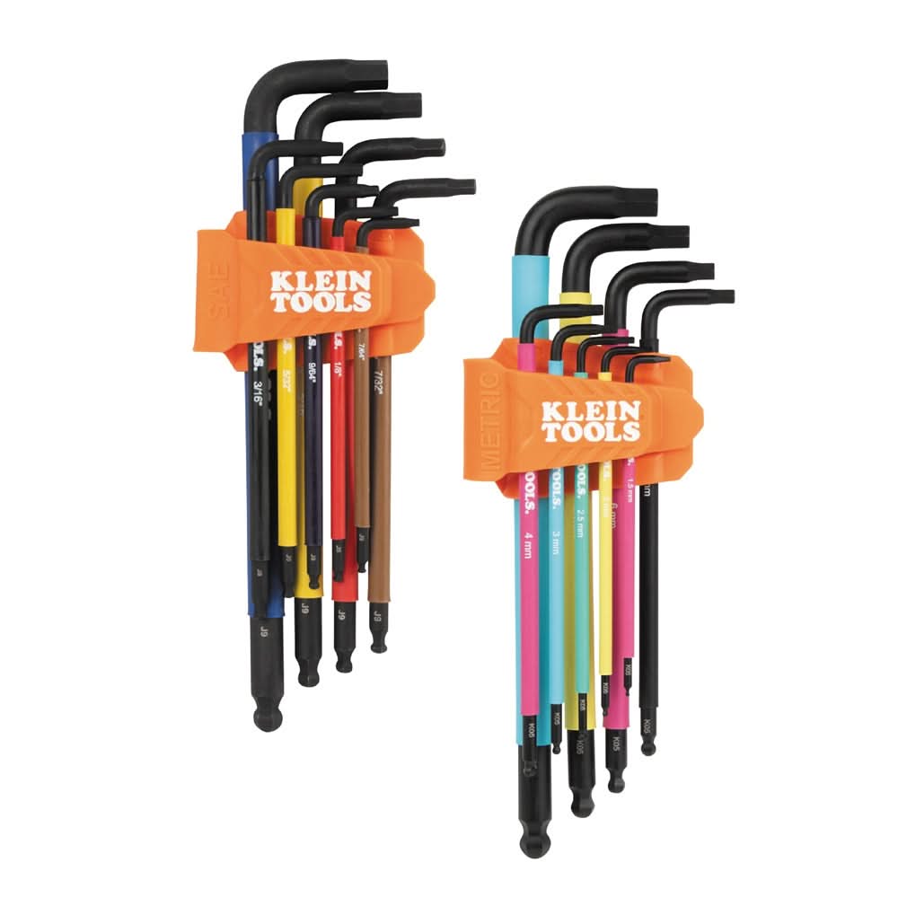 Klein Tools BLS18 18-Piece Color Coded Hex Key Set, SAE/Metric