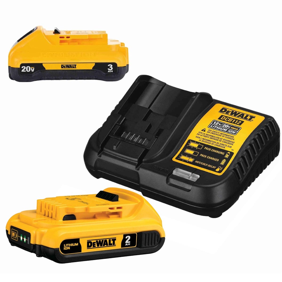 DeWalt DCB230C 20V Max 2.0Ah + 3.0Ah Compact Battery w/ Charger Starter Kit