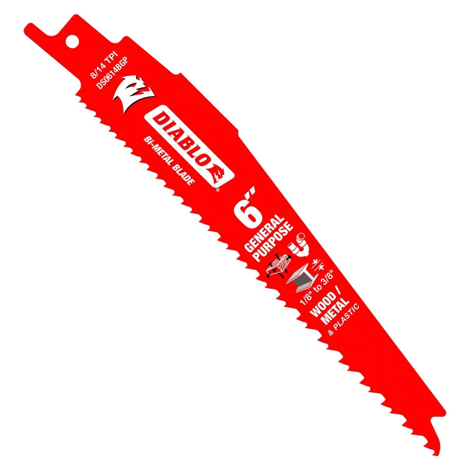 Diablo DS0614BGP15 6 in. Bi-Metal Recip Blade for Nail-Embedded Wood, Metal, and Plastic (15-Pack)
