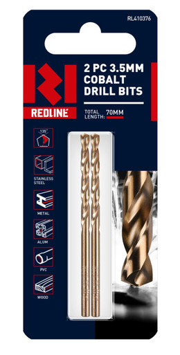 Redline Cobalt Drill Bits 3.5 MM 2 Piece - RL410376