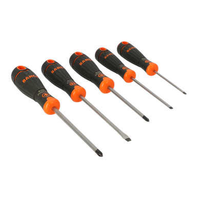 Bahco 5 Pce Fit Slotted/Phillips Screwdriver Set with Rubber Grip - B219.005