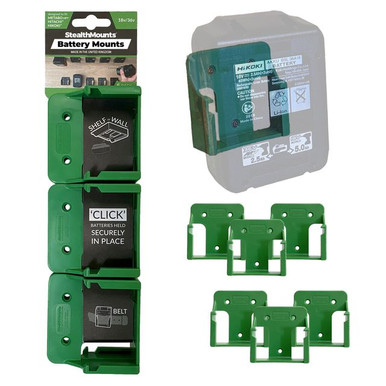 STEALTHMOUNTS Battery Mount For Hikoki 18V (6 Pack) - BM-MHH18-GRN-6