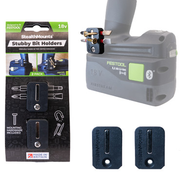 STEALTHMOUNTS Stubby Bit Holder For Festool (2 Pack) - BH-FT-S-BLK-2