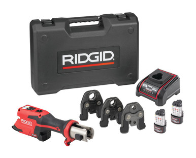 RIDGID RP251 press tool kit with 15, 20 & 25mm jaws for copper, 2 x 2.5Ah 12V batteries, charger & case- 78828