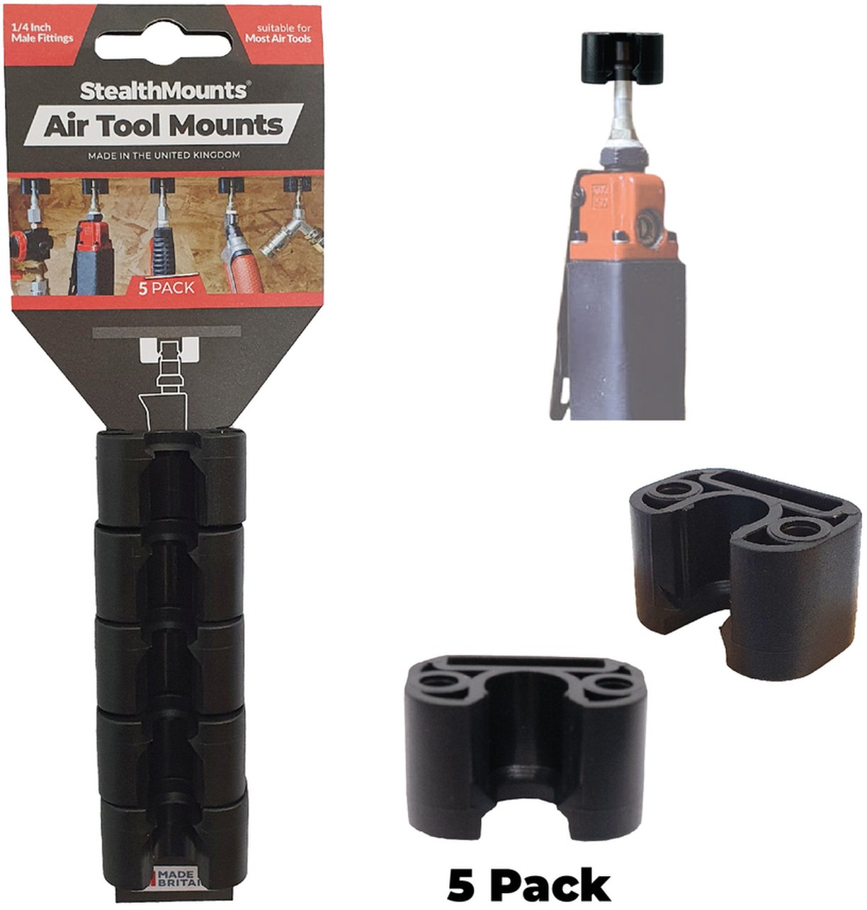StealthMounts Air Tool Mounts Black, 5-Pack