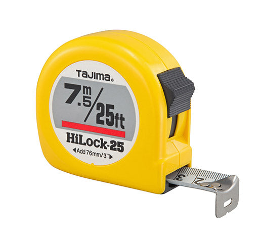 Tajima HL-25/7.5mBW Hi-Lock Standard and Metric Scale 25-ft. 75m Tape Measure