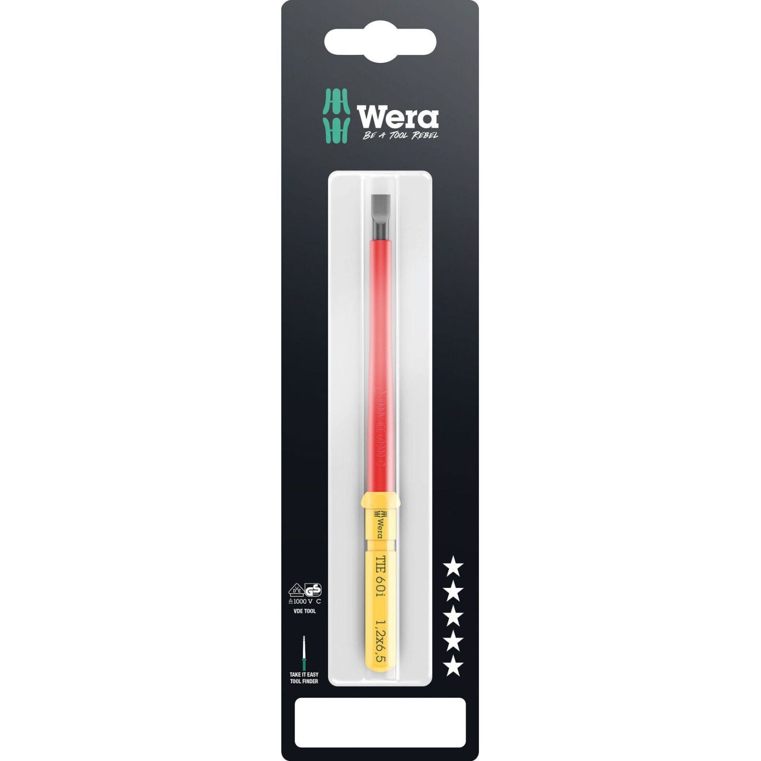 Wera Kraftform Kompakt VDE 60 I Take It Easy SB, 1.2x6.5x157-mm.